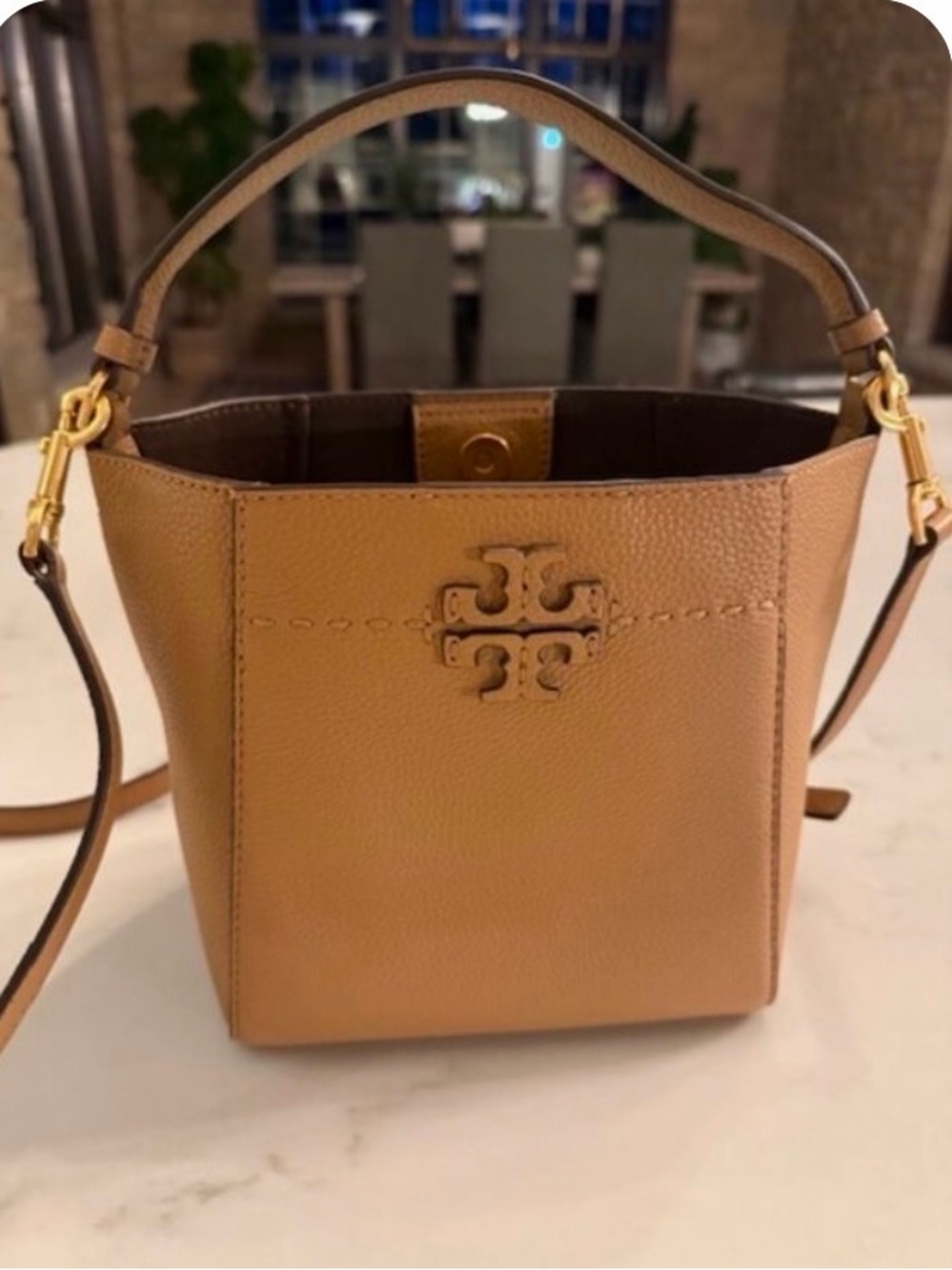Tory Burch McGraw Tan Bucket Bag